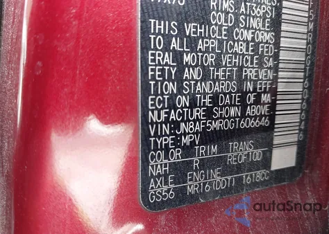 2016 Nissan Juke Sv z USA, uszkodzony, nr VIN JN8AF5MR0GT606646